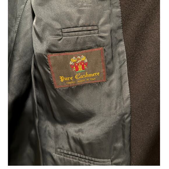 Huckberry Vintage 46L 100% CASHMERE Big&Tall Blazer Luxury 3 Button Jacket Black - Picture 5 of 10